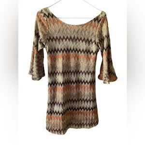 JUDITH MARCH EUC RETRO DRESS BROWN/ORANGE SZ L